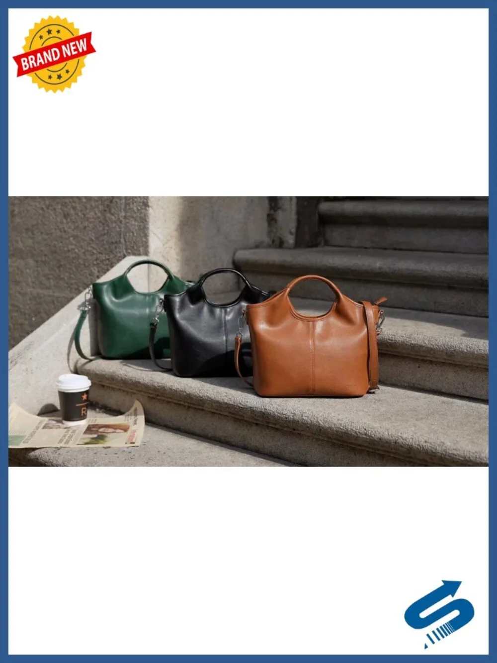 Vegan Leather Crossbody Satchel Purse with Adjustable Strap